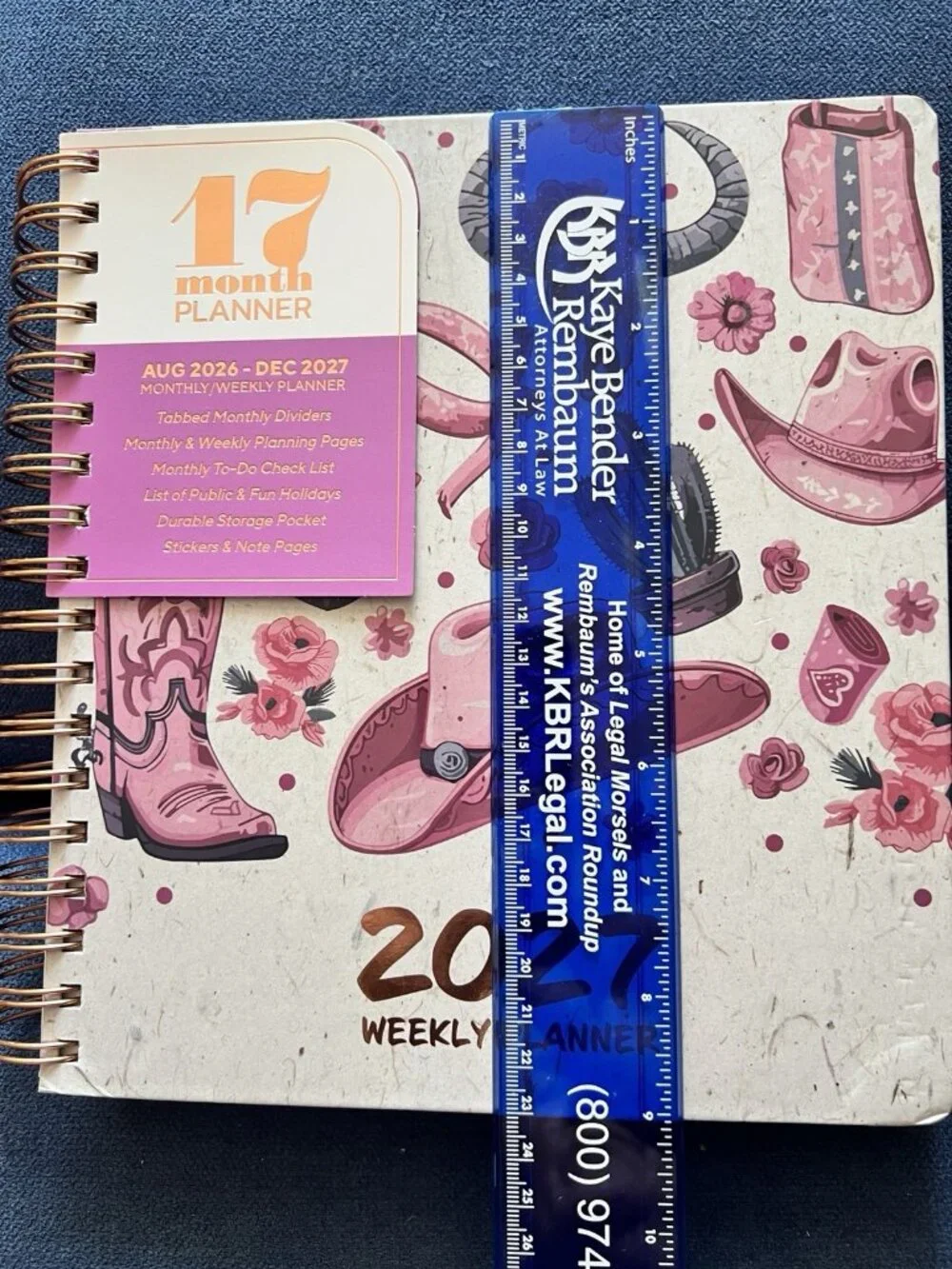 PINK COWGIRL 17 Month 2026-2027 Planner Month Day Week Organizer Planning Note